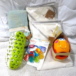 Baby Gift Shower Spout Cover, Bottle Cage, Keys Teether, Blanket, Towels